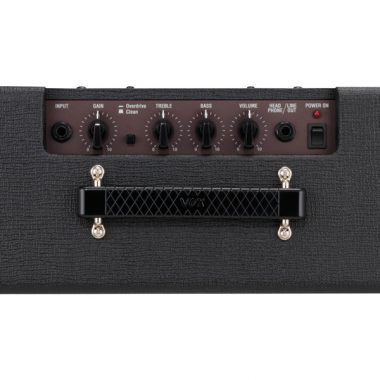 top view of black VOX amplifier