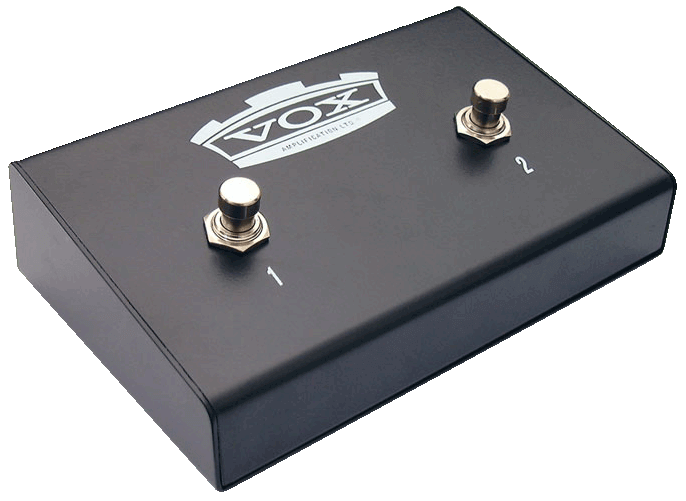 closeup of black VOX footswitch